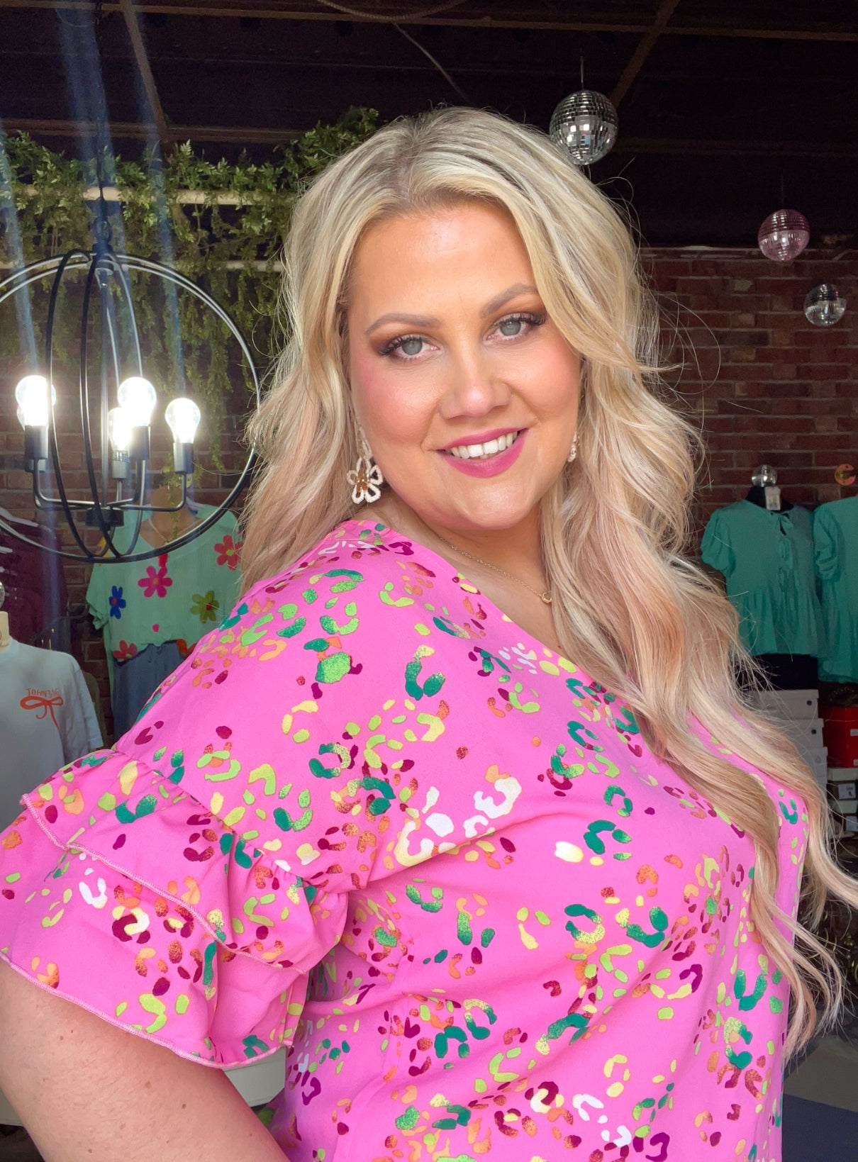 Hot Pink Ruffle Sleeve Top