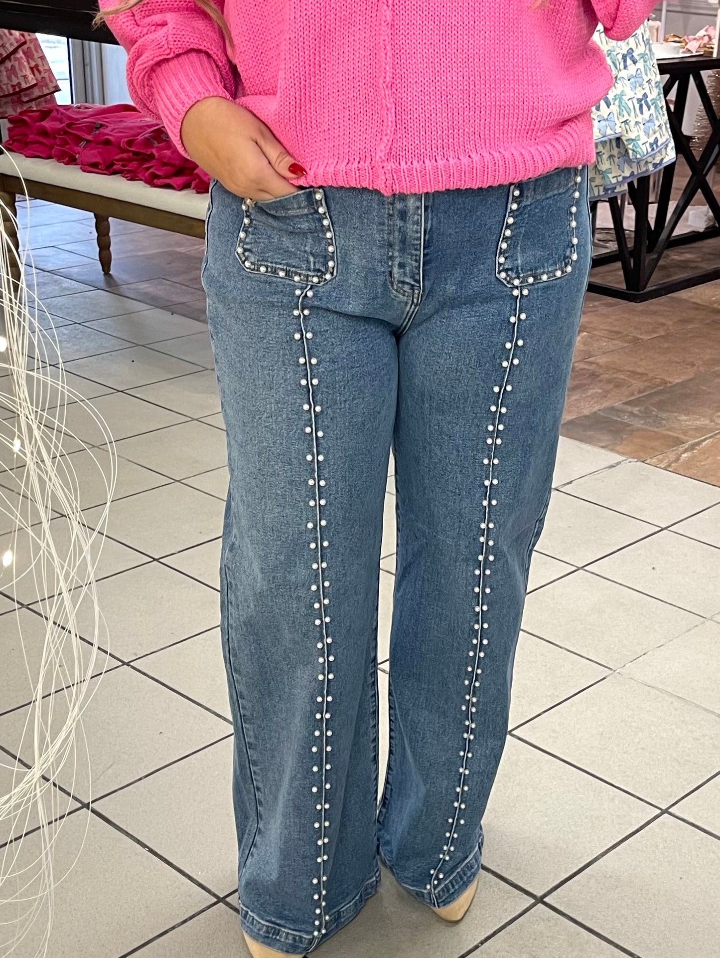 Pearl High-Rise Wide Leg Jeans