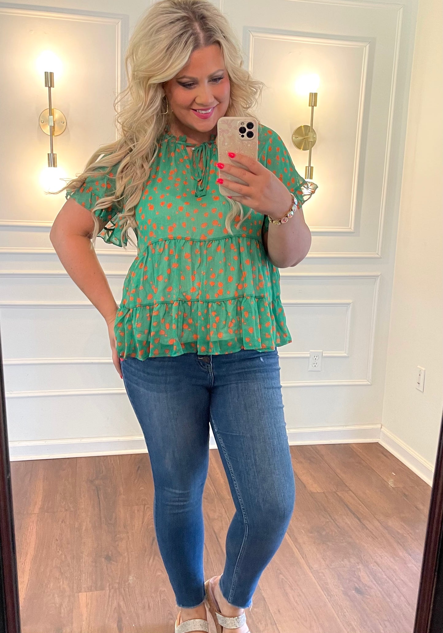 Green Ruffle Blouse
