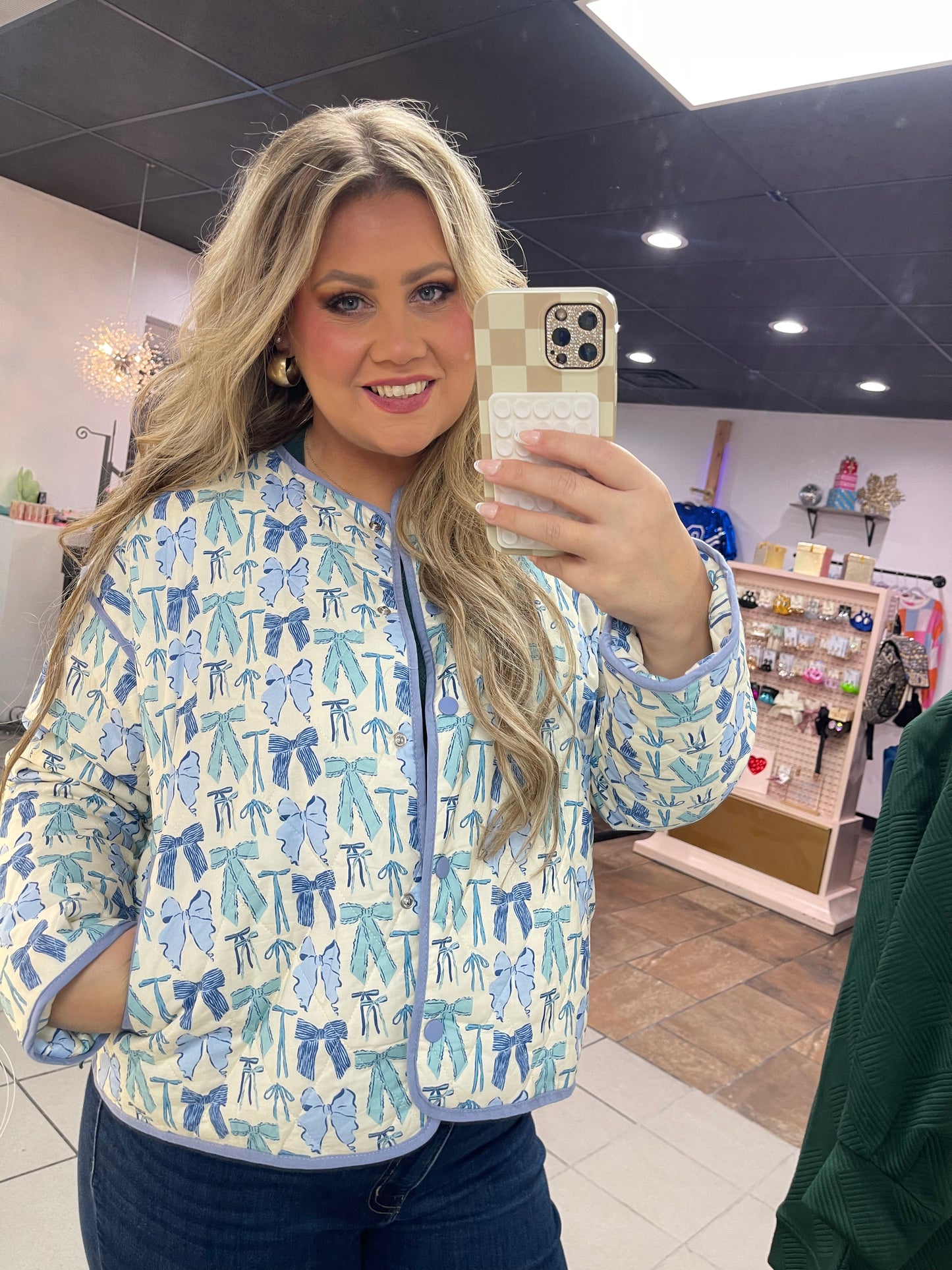 Quilted Blue Bow Jacket