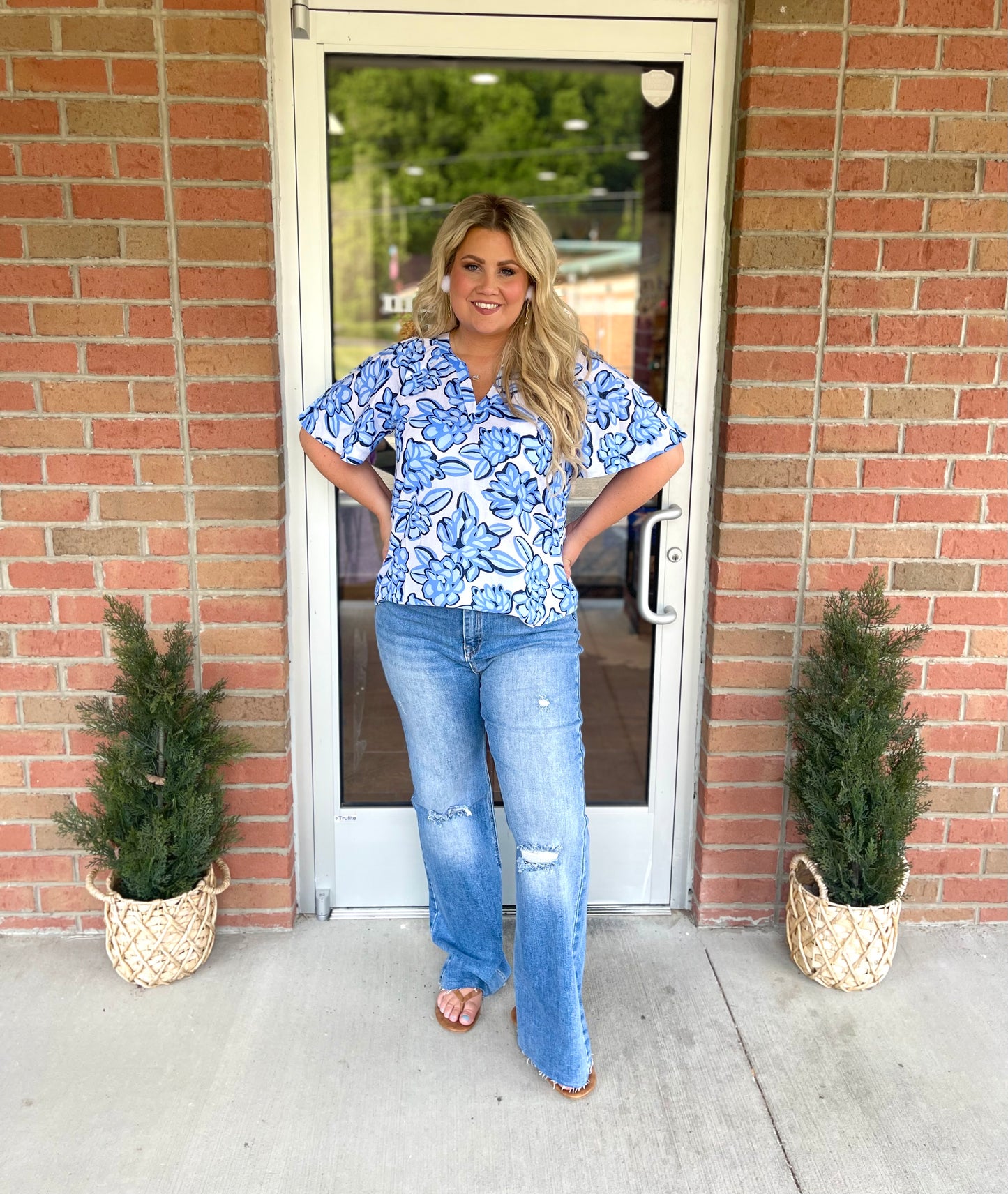 Blue Floral Top