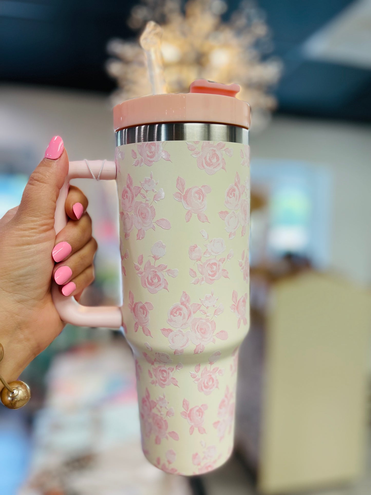 Pink Floral Tumbler