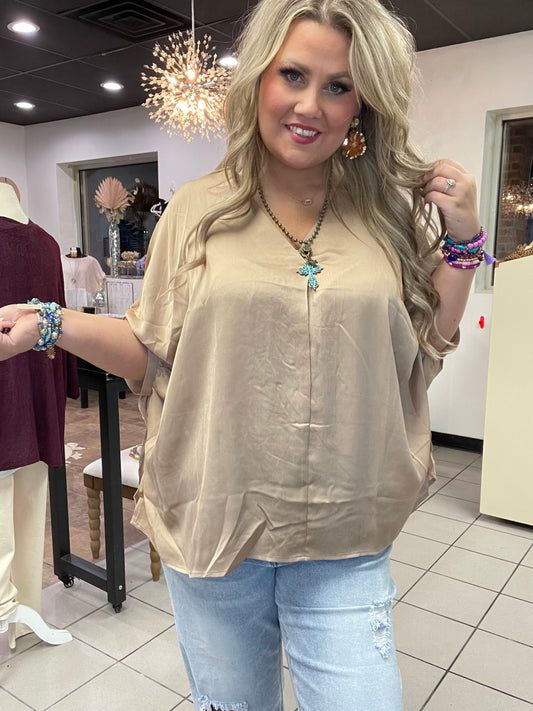 Taupe Oversized V-Neck