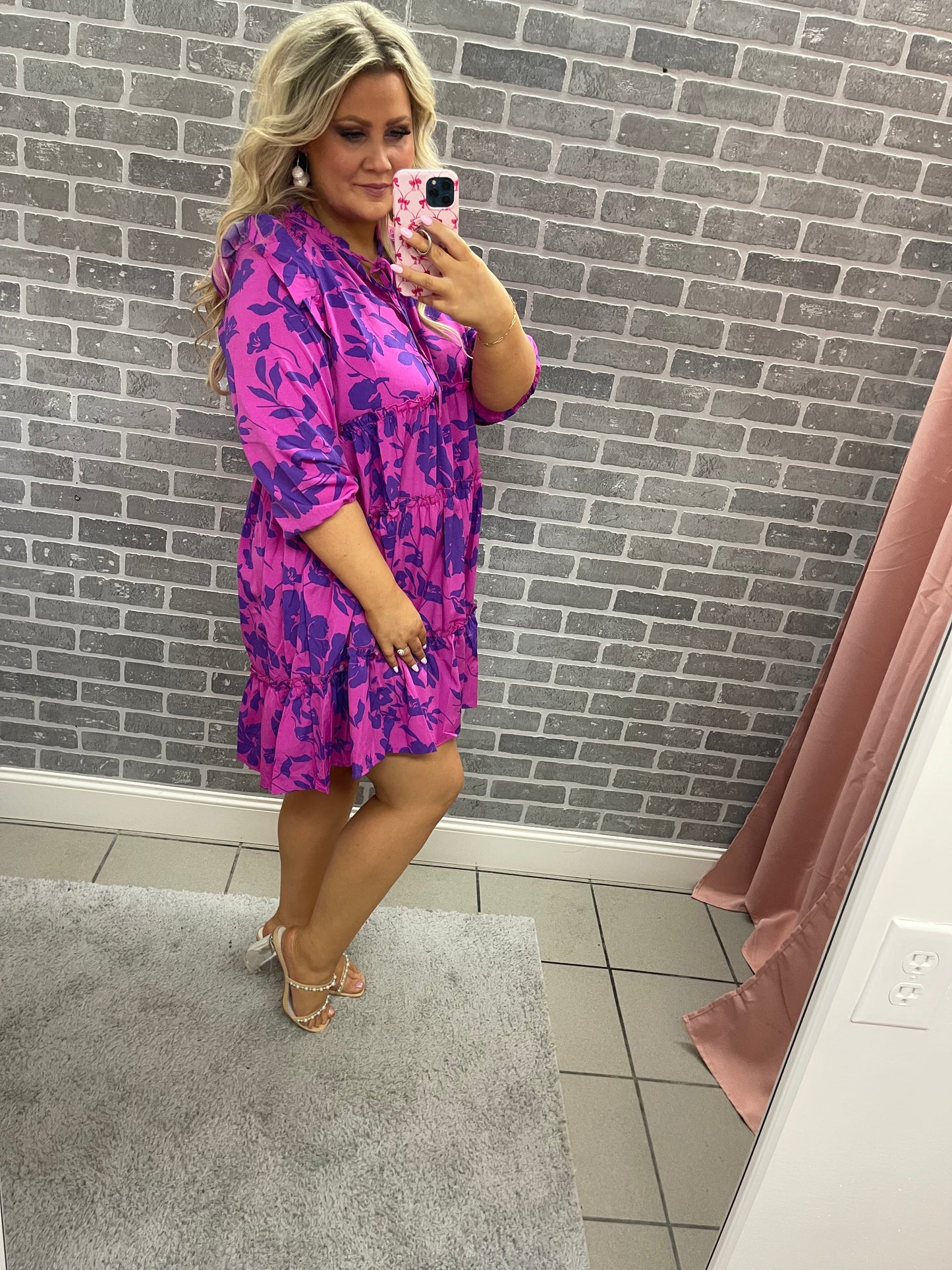 Plus Magenta Floral Dress