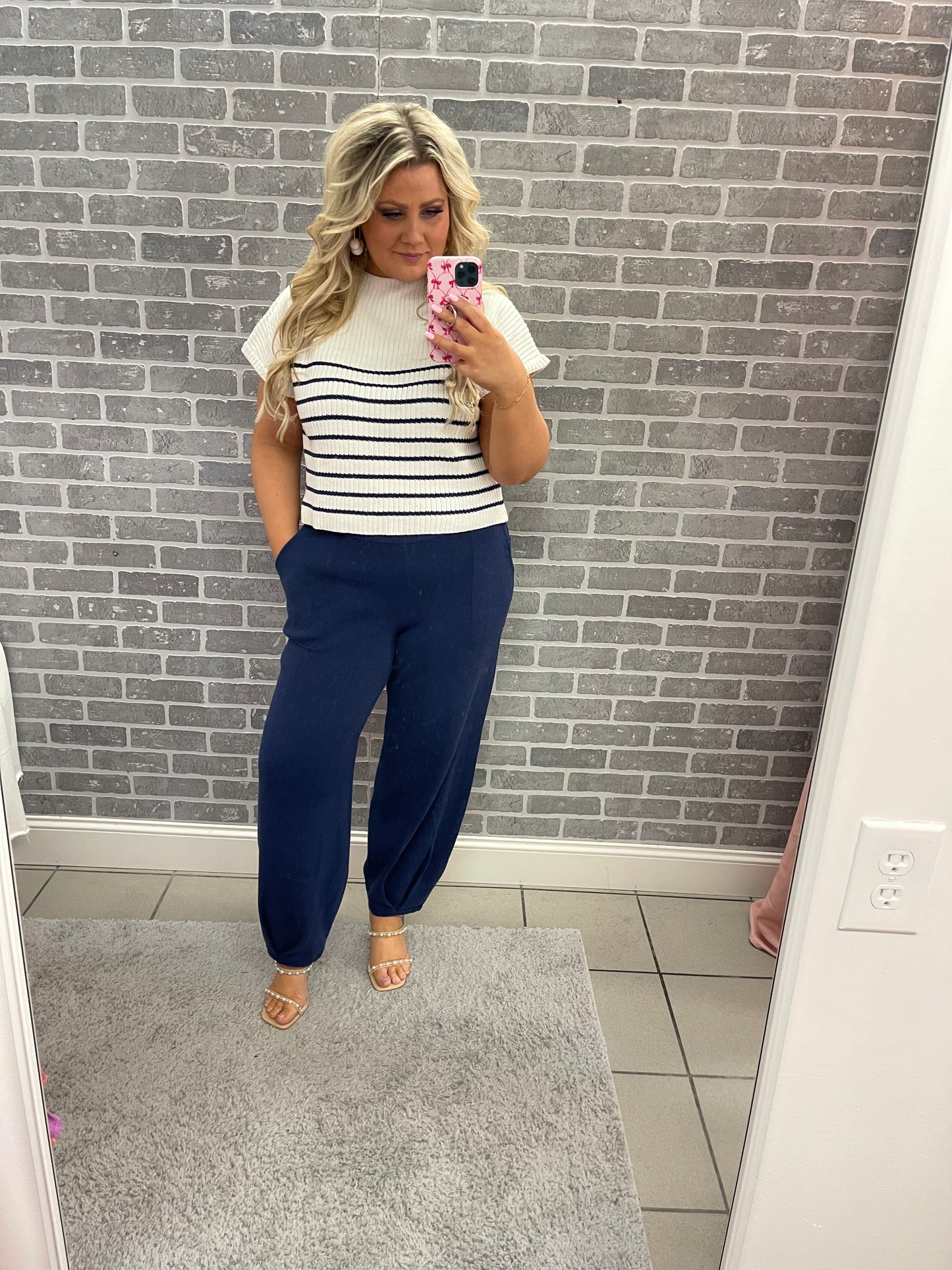 Plus Navy Striped Top