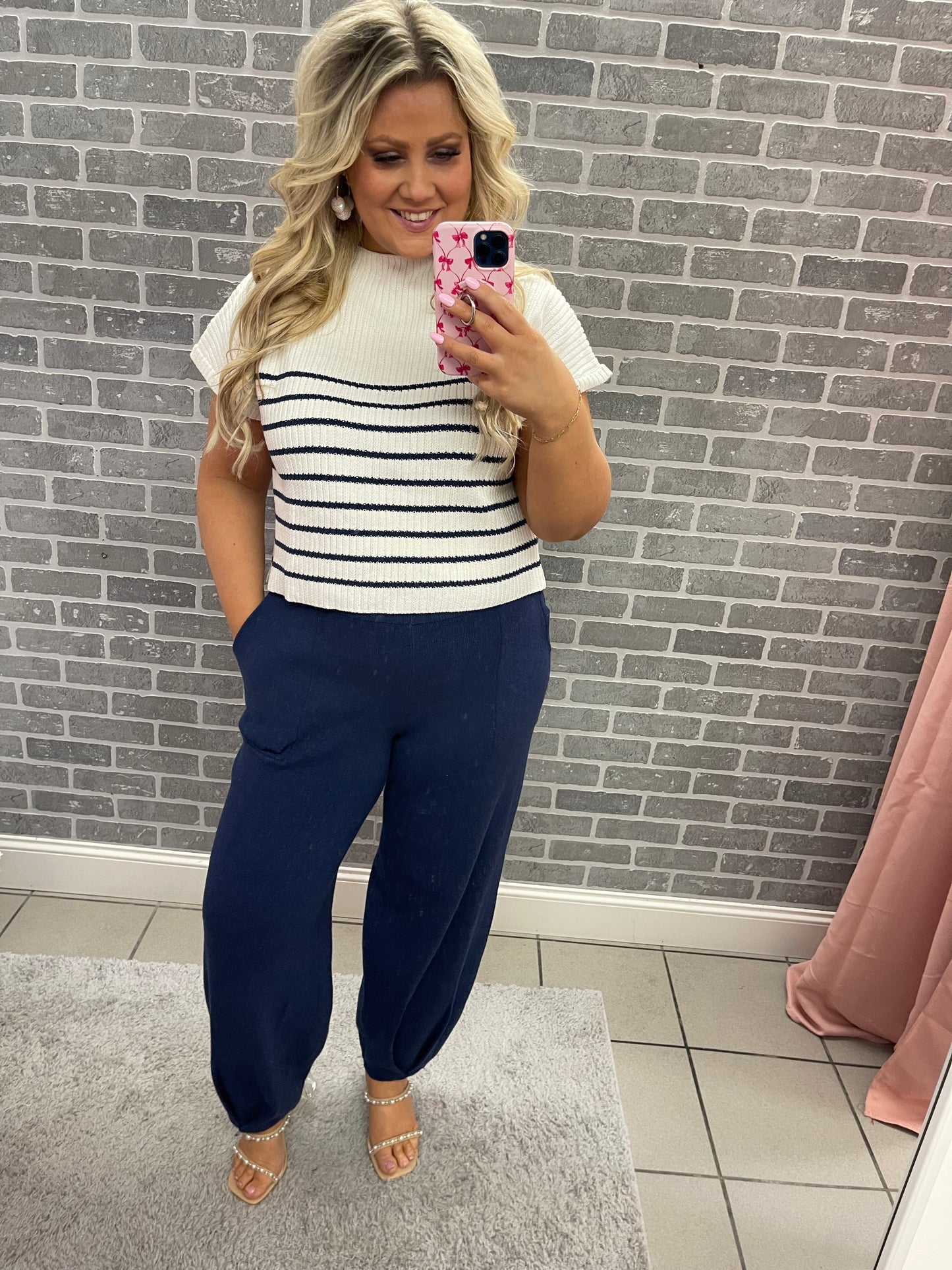 Plus Navy Striped Top