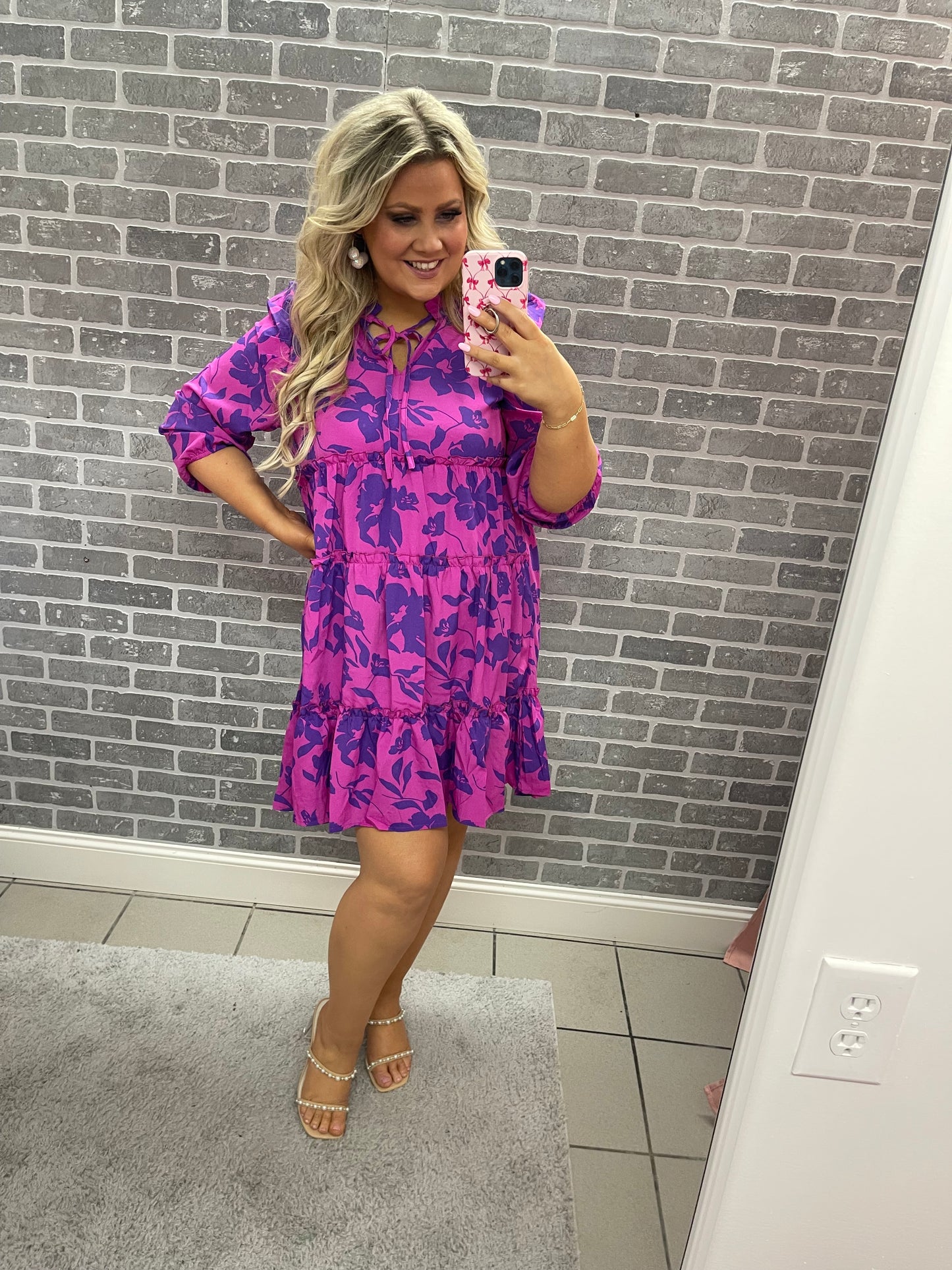 Plus Magenta Floral Dress