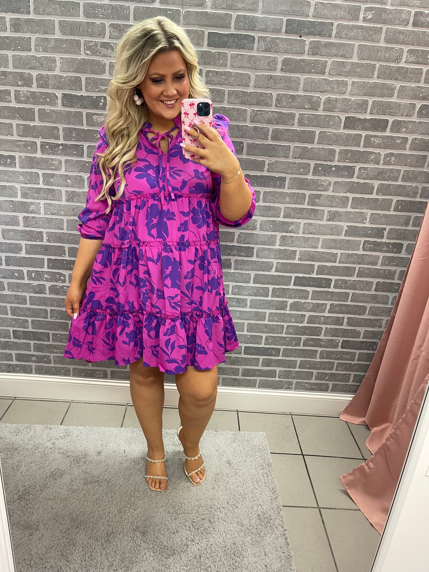 Plus Magenta Floral Dress