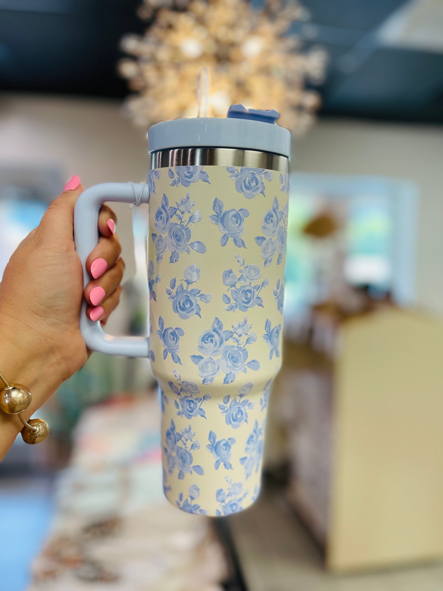 Blue Floral Tumbler