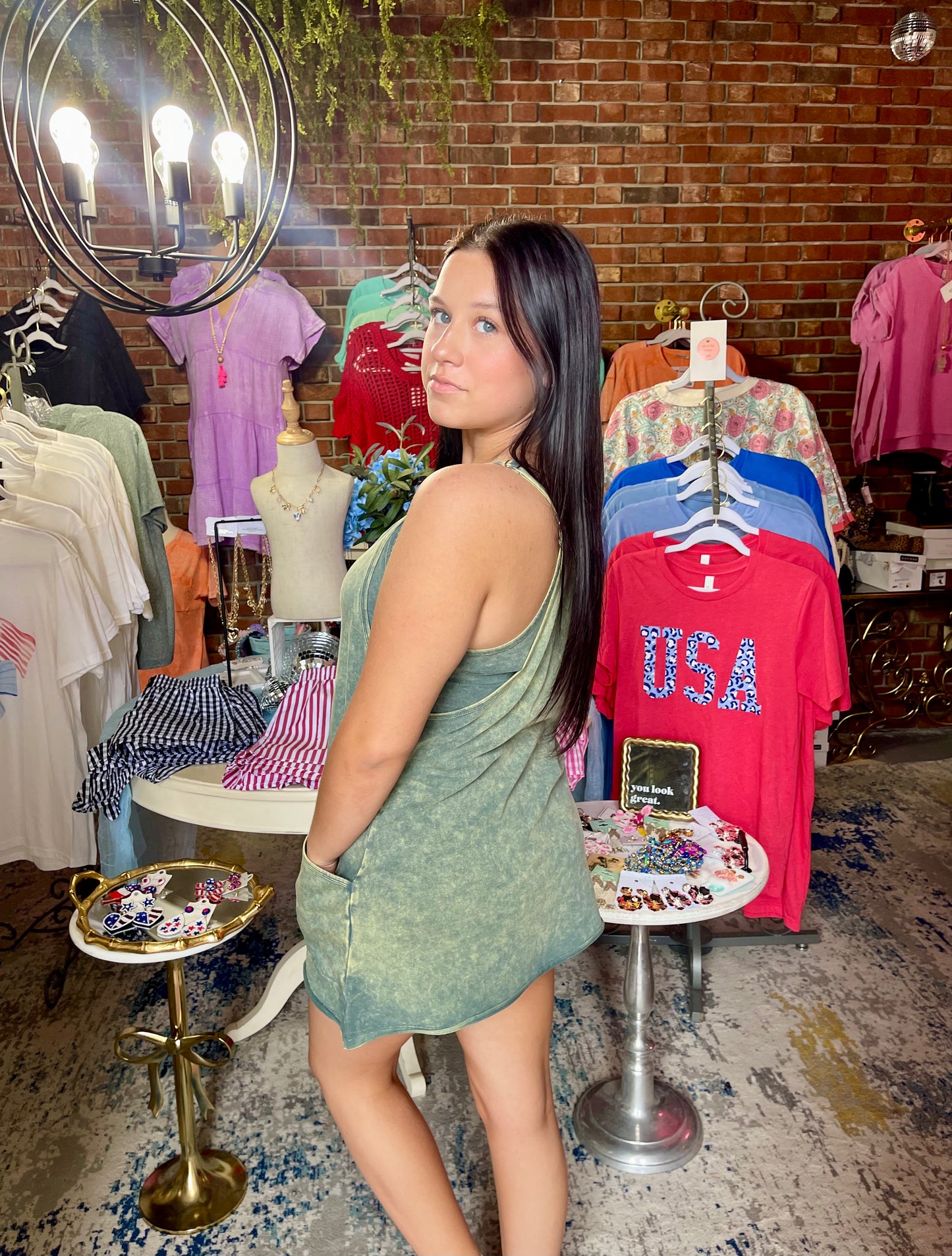 Acid Wash Athletic Mini Dress