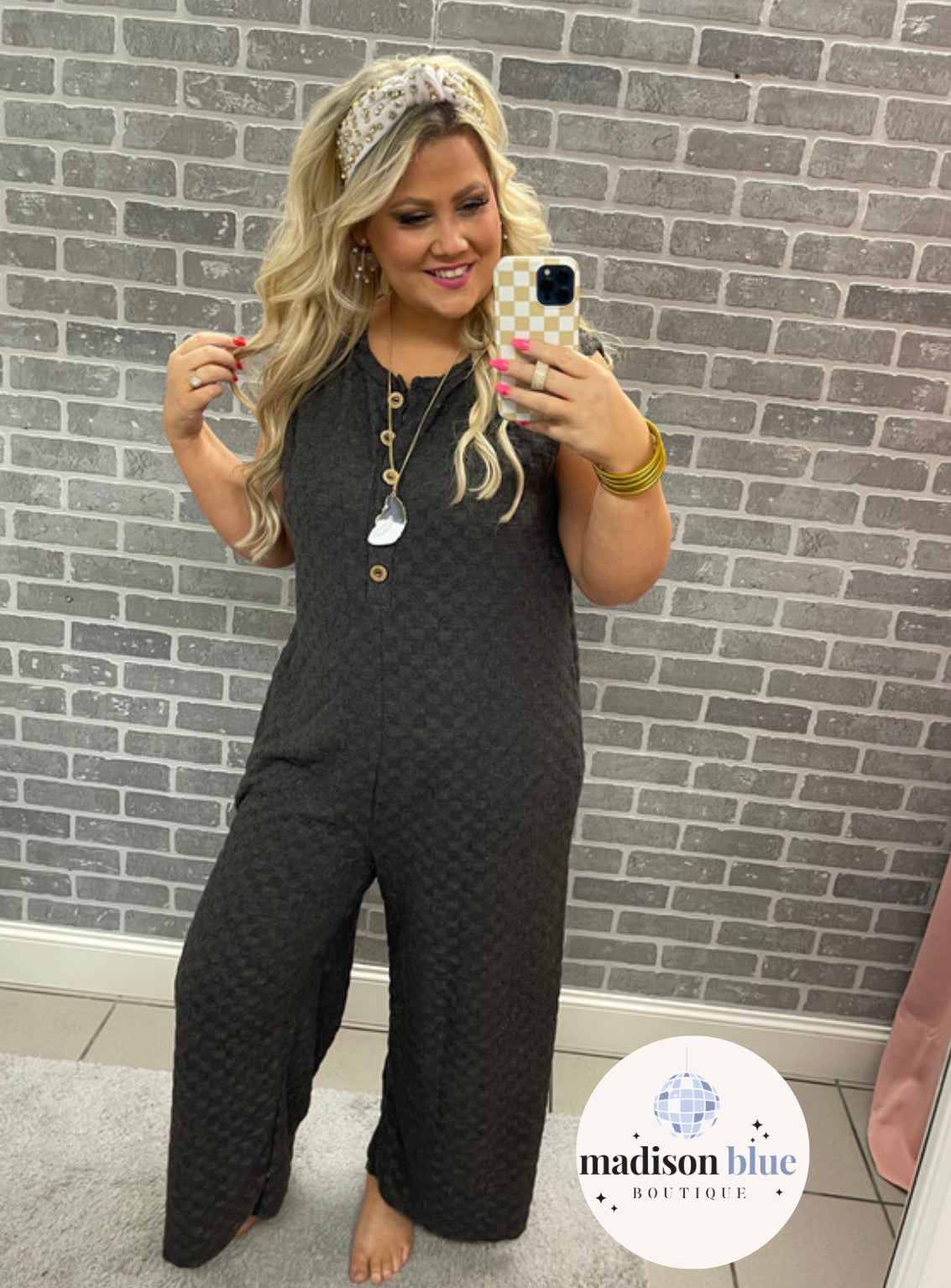 Charcoal Checkered Romper