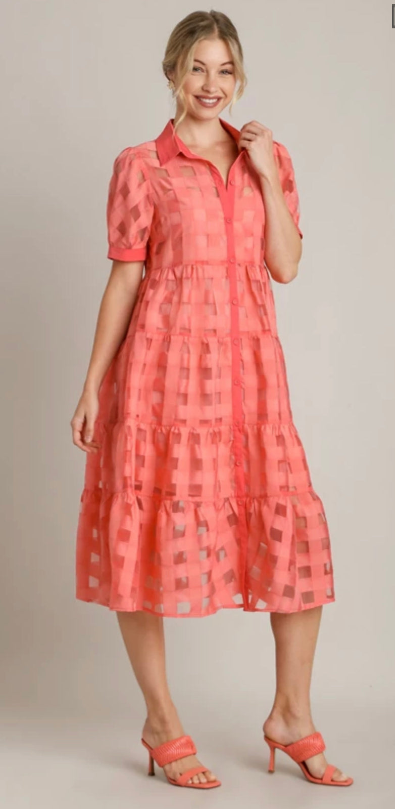 Coral Basketweave Dress