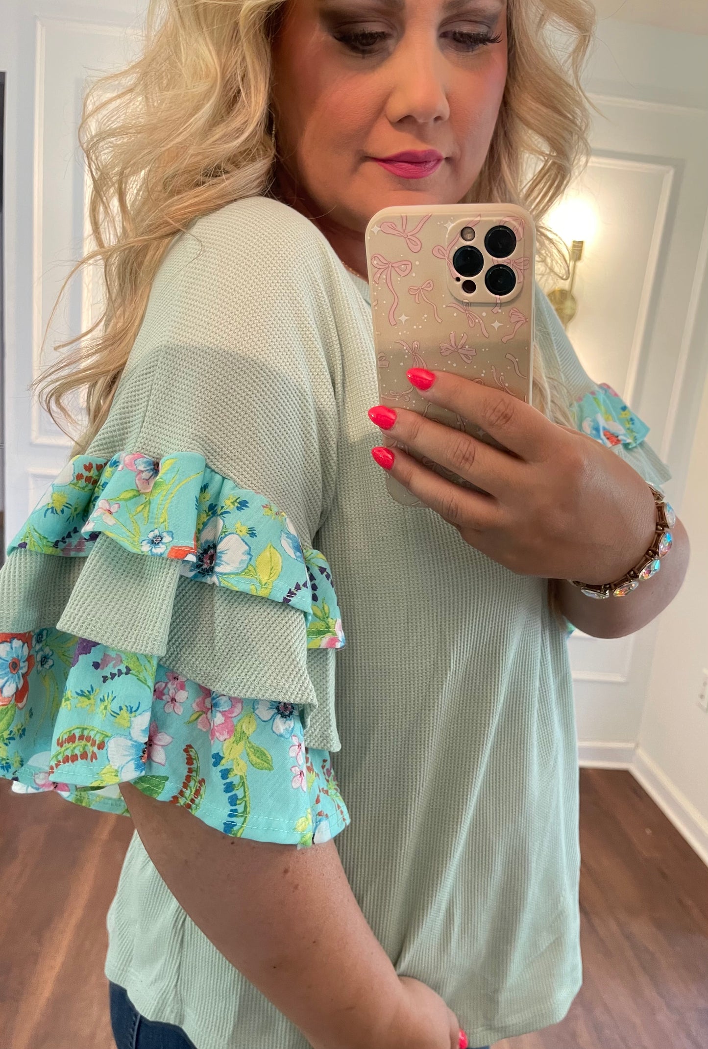 Mint Ruffle Top