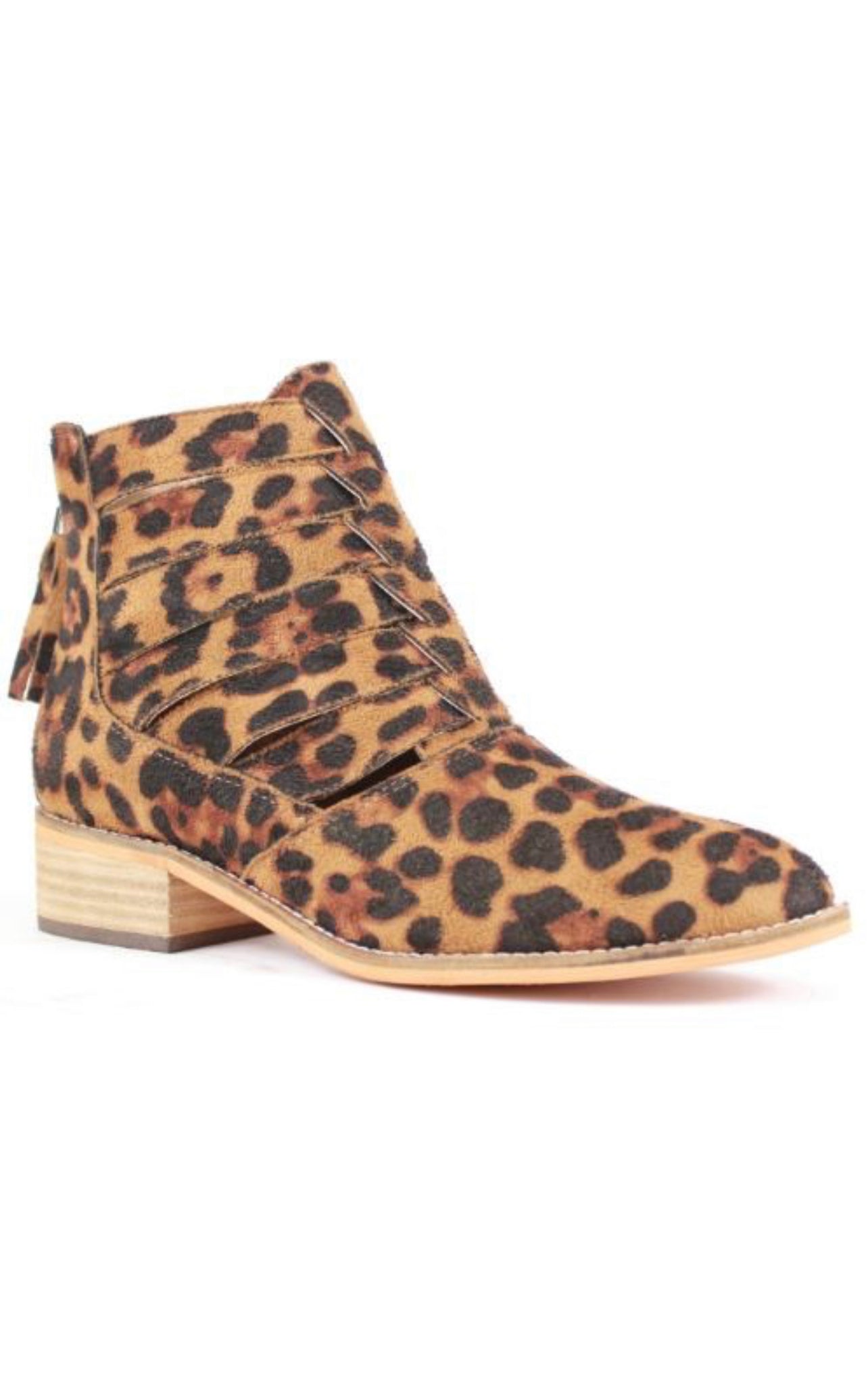 Leopard Cutout Ankle Booties