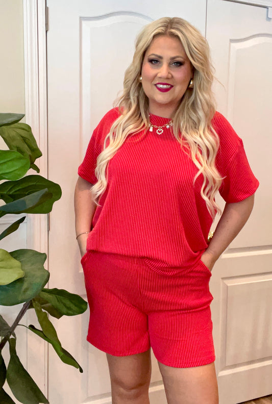 Red Ribbed Set