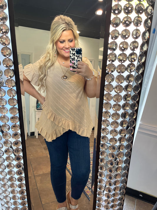 Taupe Ruffle Top