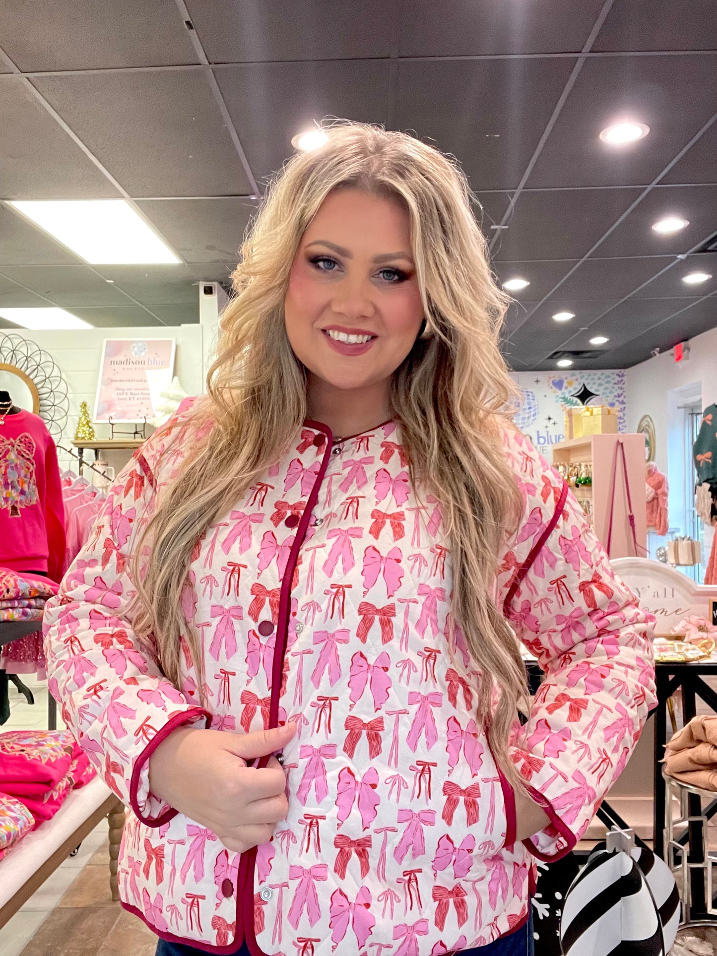 Pink Quilted Bow Jacket
