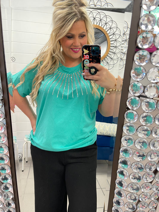 Rhinestone Jade Top