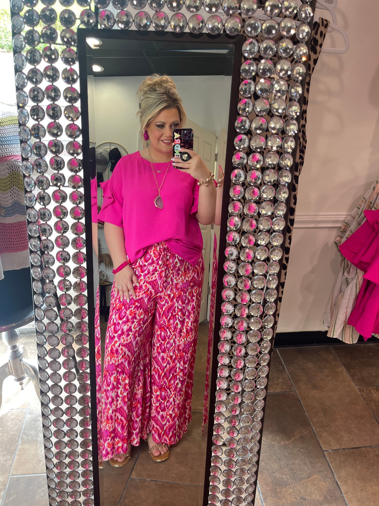 Pink Mix Wide Leg Pants