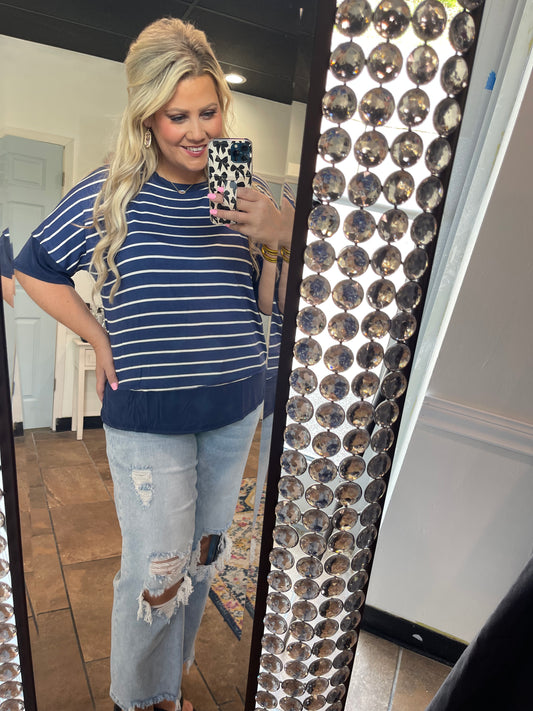 Navy Striped Top