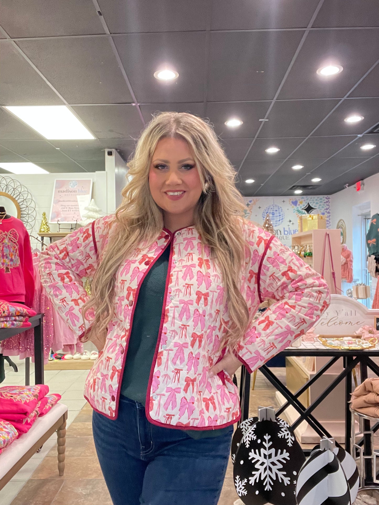 Pink Quilted Bow Jacket