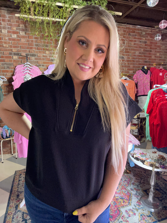Black Half Zip Top